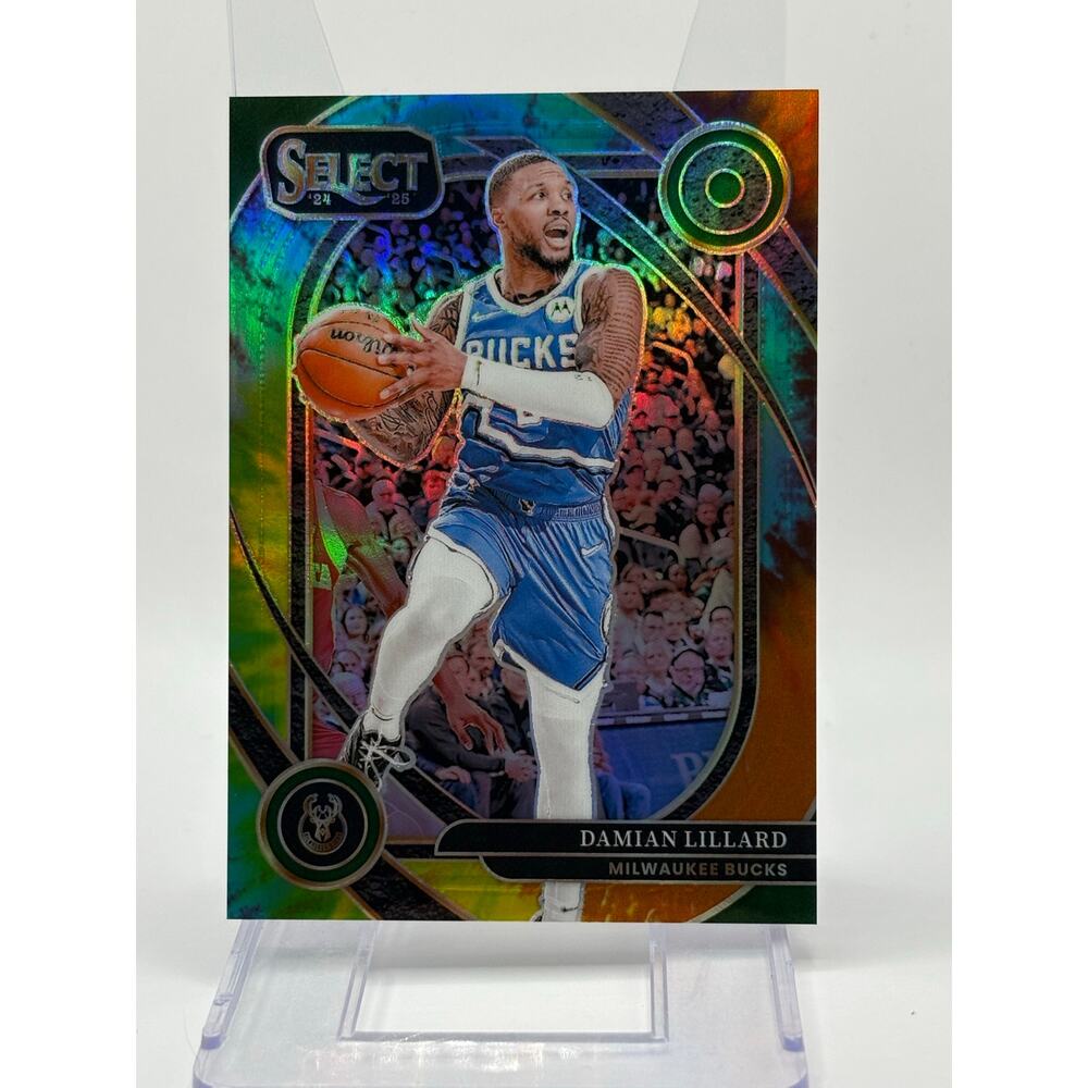 2024-25 Panini Select Damian Lillard Courtside Tie-Dye Prizm 6/25 SP Bucks